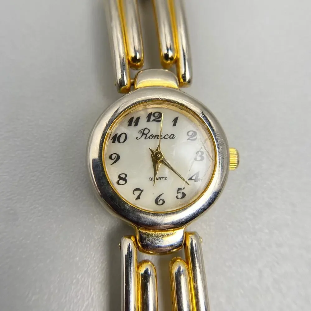 Vintage Ronica Gold Tone Bracelet Watch 6.5”